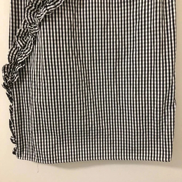 London Times Gingham Shift Sleeveless Black and White with Ruffles Dress Size 8 - Picture 3 of 8
